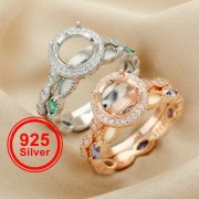 8MM Round Prong Ring Settings,Stackable Solid 925 Sterling Silver Rose Gold Plated Ring,Marquise Stacker Birthstone Ring Band,DIY Wedding Ring Set 1294497