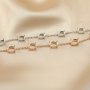 5 Stones Oval Prong Bracelet Settings Solid 925 Sterling Silver Rose Gold Plated DIY Bracelet Prong Bezel Settings 4''+1'' 1900271