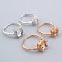 6-8MM Round Halo Prong Ring Settings Solid 925 Sterling Silver Rose Gold Plated Set Size DIY Ring Bezel for Gemstone Supplies 1210101