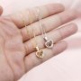 Keepsake Breast Milk Round Halo Heart Prong Pendant Settings Solid 14K Gold Necklace DIY Gemstone Bezel 1411293