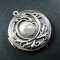 5pcs 33mm flower engraved round vintage brass antiqued silver photo locket pendant charm DIY supplies findings 1113009