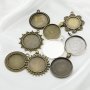 20Pcs Assortment 25-30MM Round Bronze Antiqued Pendant Settings Bezel Alloy Cabochon Charm Tray for Resin DIY Jewelry Supplies 1411309