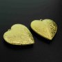 5Pcs 40MM Flower Stamped Raw Brass Big Heart Photo Locket Pendant Charm DIY Supplies 1130005