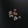 1Pair 5-6MM Rose Gold Plated Solid 925 Sterling Silver DIY Round Bezel Prong Studs Earrings Settings for Gemstone Moissanite 1706044