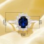 6x8MM Oval Simulated Sapphire Ring,Flower Solid 925 Sterling Silver Ring,September Birthstone Oval Ring 6220343