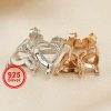 1Pair 5-10MM Rose Gold Plated Solid 925 Sterling Silver Simple Heart Prong Bezel DIY Studs Earrings Settings Jewelry Supplies 1706045