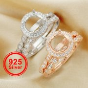 8MM Round Prong Ring Settings,Stackable Solid 925 Sterling Silver Rose Gold Plated Ring,Art Decor Bezel Band Stacker Ring,DIY Ring Set 1294504