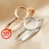 4-6MM Round Bezel Ring Settings Keepsake Breast Milk Resin Solid 925 Sterling Silver Rose Gold Plated DIY Ring Supplies 1215021