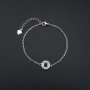 1Pcs Round Prong Bezel Bracelet Settings Halo Solid 925 Sterling Silver Tray for Gemstone 6''+1.6'' 1900247