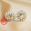 1Pair 4x6MM Oval Studs Earrings Settings Gold Plated Solid 925 Sterling Silver Bezel DIY Supplies for Gemstone Jewelry 1702217