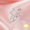 Rectangle Prong Ring Settings,Solid 14K 18K Gold Ring,Minimalist Rectangle Ring,DIY Ring Supplies For Gemstone 1295085