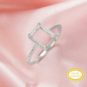 Rectangle Prong Ring Settings,Solid 14K 18K Gold Ring,Minimalist Rectangle Ring,DIY Ring Supplies For Gemstone 1295085