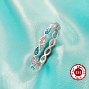 Full Band Keepsake Breast Milk Resin Marquise Bezel Ring Settings,Color CZ Birthstone Solid 925 Sterling Silver Ring,Stackable Eternity Ring 1295078