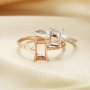 1Pcs 5x7MM Rectangle Prong Ring Settings Blank Rose Gold Plated Solid 925 Sterling Silver DIY Bezel Tray for Gemstone 1294201