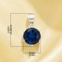 Minimalist Solitaire Round Pendant With 8MM Simulated Sapphire,Solid 925 Sterling Silver Pendant Charm,September Birthstone Round Pendant Charm 6110177
