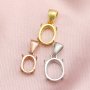 Oval Prong Pendant Settings for Flat Back Cabochon Solid 14K/18K Gold Bezel Simple Charm DIY Jewelry Supplies 1421105-1