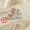 1Pair 5-6MM Rose Gold Plated Solid 925 Sterling Silver Heart Prong Bezel DIY Studs Earrings Settings for Gemstone Jewelry Supplies 1706051