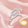 3x6MM Keepsake Breast Milk Resin Rectangle Bezel Ring Settings,Solid 14K 18K Gold Ring,Pave Moissanite Solid Back Ring,DIY Ring Supplies 1295050
