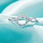 Halo Round Prong Ring Settings,Split Shank Solid 925 Sterling Silver Ring,Infinity CZ Stone Round Ring,DIY Ring Supplies For Gemstone 1212128