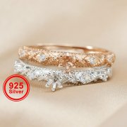 1Pcs 3MM Round Simple Silver Rose Gold Gemstone Cz Stone Luxury Prong Bezel Solid 925 Sterling Silver Adjustable Ring Settings 1210046