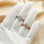 6x8MM Halo Pear Prong Ring Settings,Stackable Solid 925 Sterling Silver Ring,Rose Gold Plated Birthstone Stacker Ring Band,DIY Ring Blank Set 1294434