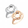 8MM Round Prong Ring Settings Heart Halo Rose Gold Plated Solid 925 Sterling Silver Set Size Ring Bezel 1210110