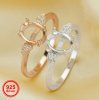 6x8MM Oval Prong Ring Settings,Angel Wing Ring,Art Deco Solid 925 Sterling Silver Rose Gold Plated Ring,DIY Ring Bezel Supplies 1224170