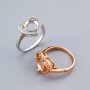 8MM Round Prong Ring Settings Heart Halo Rose Gold Plated Solid 925 Sterling Silver Set Size Ring Bezel 1210110