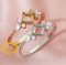4MM Princess Cut Square Prong Ring Settings Art Deco Solid 14K/18K Gold Ring with Moissanite Accents DIY Gemstone Ring Bezel 1294229-1