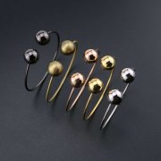 1Pcs Vintage Style Brass Rose Gold Silver Bronze Black Plated Double Balls End Bracelet Bangle DIY Beading Supplies 1900240