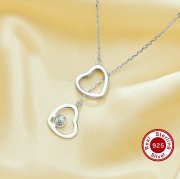 Keepsake Breast Milk Resin Ball Round Pin Pendant Necklace Settings for 5-6MM Half Drilled Pearl Bead,Double Heart Solid 925 Sterling Silver Necklace 16''+2'' 1431499