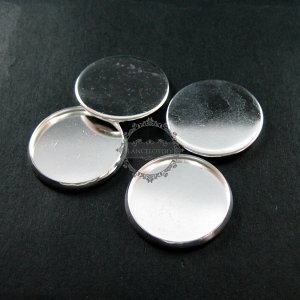 5pcs 25mm setting size simple silver plated round bezel tray DIY pendant charm supplies 1411088