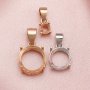 3-20MM Simple Round Solid 14K Rose Gold Prong Bezel Settings for Gemstone Moissanite Diamond DIY Pendant Charm 1411206-1