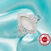 6x12MM Keepsake Breast Milk Resin Marquise Bezel Ring Settings,Daisy Flower Solid 925 Sterling Silver Ring,Solid Back Flower Art Deco Ring,DIY Ring Supplies 1295059-1
