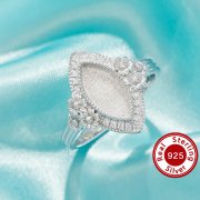 6x12MM Keepsake Breast Milk Resin Marquise Bezel Ring Settings,Daisy Flower Solid 925 Sterling Silver Ring,Solid Back Flower Art Deco Ring,DIY Ring Supplies 1295059-1