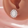 Keepsake Breast Milk Resin Oval Bezel Studs Earrings Blank Settings,Sun Flower Solid Back 14K 18K Gold Studs Earring,DIY Earrings Supplies 1706210