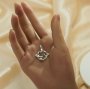 Three Stones Prong Pendant Settings,Space Planet Solid 925 Sterling Silver Pendant Charm,Pave CZ Stone Pendant With 4MM Round,4x6MM Oval,5x7MM Oval Stone 1421264