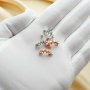 3MM Square Prong Studs Earrings Settings,4 Stone Curved Solid 925 Sterling Silver Rose Gold Plated Earrings,DIY Earrings Bezel Supplies 1706102