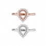 Keepsake Pear Prong Ring Settings for Faceted Gemstone Rose Gold Plated Solid 925 Sterling Silver Adjustable DIY Ring Bezel Supplies 1294263