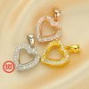 8MM Halo Heart Prong Pendant Settings,Solid 925 Sterling Silver Rose Gold Plated Charm,Pave CZ Stone Heart Charm,DIY Pendant Bezel For Gemstone 1431203