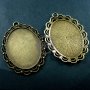 5pcs 30x40mm setting size vintage style bronze big lace oval pendant charm bezel base DIY supplies 1421053