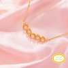 5 Stones 6MM Round Prong Pendant Settings,Solid 14K 18K Gold Necklace,DIY Jewelry With Necklace Chain 16''+2'' 1411465
