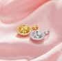 Keepsake Breast Milk Resin Ball Round Pin Pendant Settings for Half Drilled Pearl Bead,Solid 14K 18K Gold Pendant Charm,Moissanite Art Deco Pendant 1411463