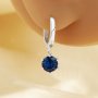 6MM Simulated Sapphire Minimalist Round Hoop Earring,Solid 925 Sterling Silver Earrings,Simple Round Earrings 6310103