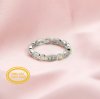Dainty Natural Opal October Birthstone Stackable Ring Wedding Engagement Band Antiqued Marquise Eternity Ring Solid 14K Gold with Moissanite Diamond 1294251