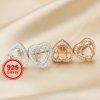 1Pair Multiple Sizes Oval Solid 925 Sterling Silver Rose Gold Tone DIY Heart Prong Studs Earrings Settings Bezel With Cubic Zirconia 1706024