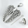 Keepsake Ash Canister Cremation Urn Set Antiqued Silver Angel Wings Stainless Steel Wish Vial Pendant Prayer Box 27x40MM 1190051