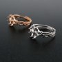 1Pcs 4MM Heart Prong Ring Settings Blank Adjustable 4 Stones Clover Rose Gold Plated Solid 925 Sterling Silver DIY Bezel for Gemstone 1294186