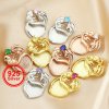 9MM Breast Milk Resin Heart Bezel Settings Mother Twins Babies Love with 3MM Birthstone Solid Back Rose Gold Plated Solid 925 Sterling Silver DIY Pendant Bezel Supplies 1431117