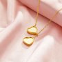 Keepsake Breast Milk Resin Double Heart Solid 14K 18K Gold Necklace Settings,DIY Necklace Chain 16''+2'' 1706225